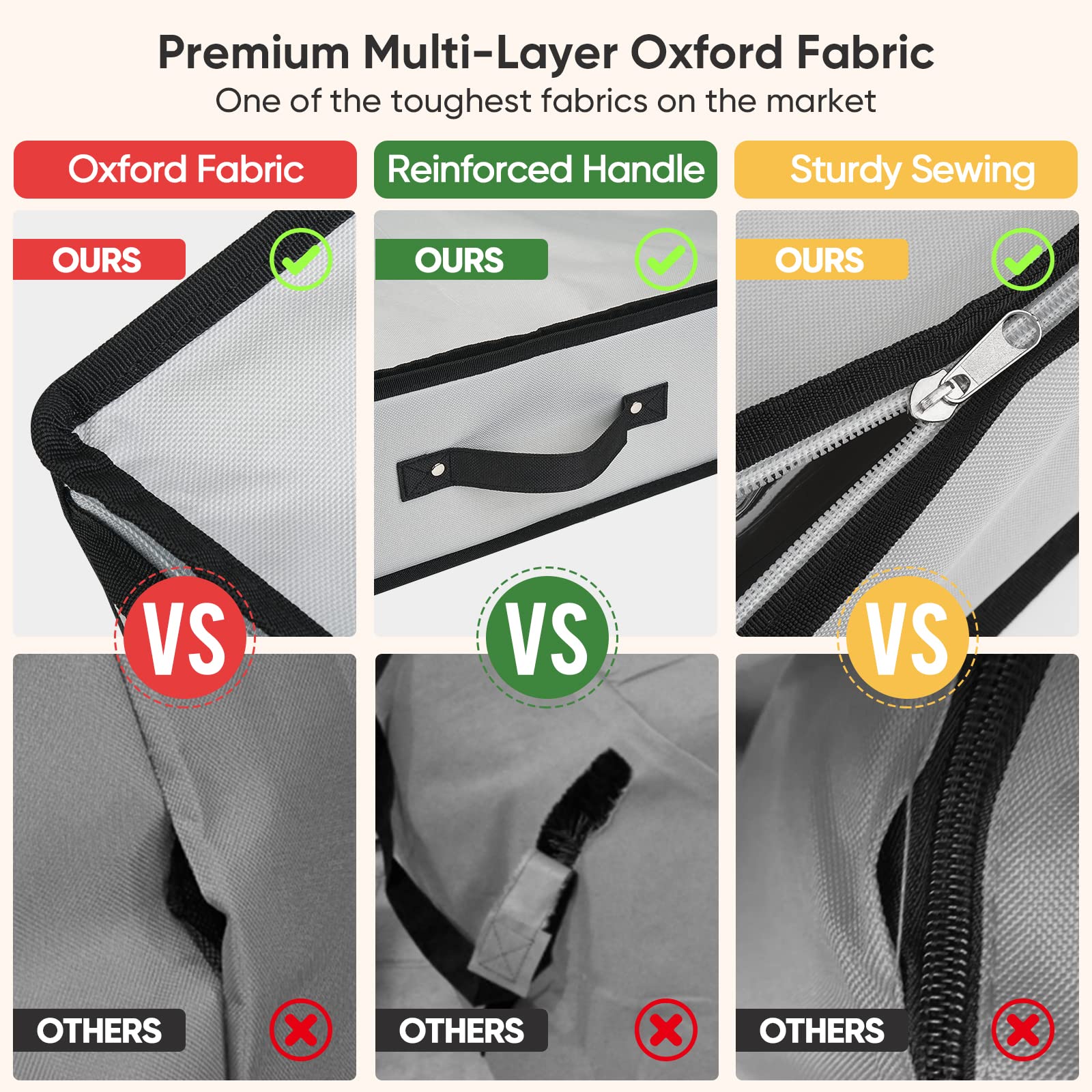 Baleine Christmas Wrapping Paper Storage Organizer With Flexible Partitions And Pockets, 40'' Durable 600D Oxford Fabric Gift Wr